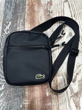 Lacoste Navy Blue Crossbody Belt Bag with Green Croc Patch